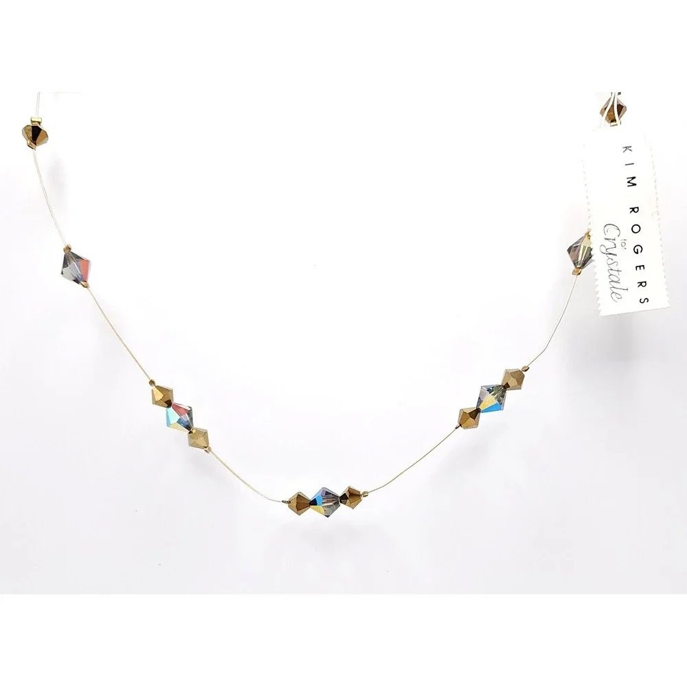 Kim Rogers Amber Crystal Wire Choker Necklace Gold Tone